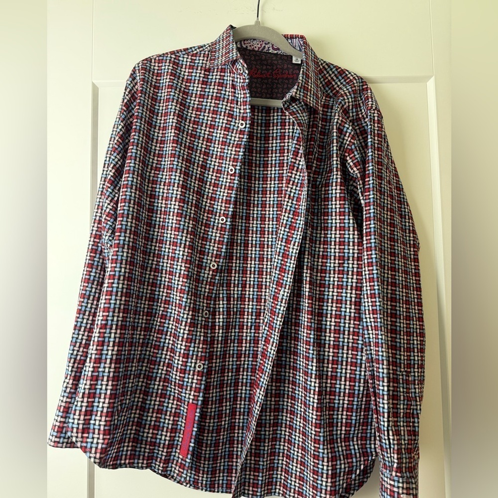 Robert Graham Shirt Men’s Medium Casual Button Down Plaid Paisley Print